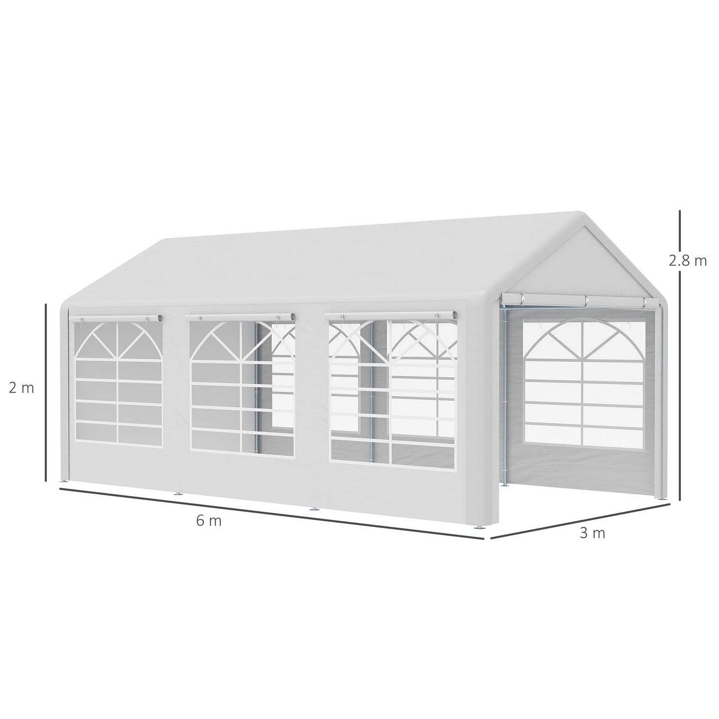 6m x 3m Garden Gazebo Marquee Wedding Shelter Level 4 Wind Protection, White