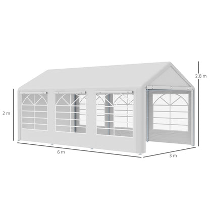 6m x 3m Garden Gazebo Marquee Wedding Shelter Level 4 Wind Protection, White