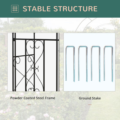 Garden Arch with Double Gates, Metal Garden Arbor for Climbing Roses & Vines