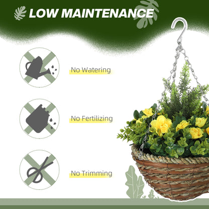 Set of Two Hanging Lisianthus Flower Pots - Yellow/Green