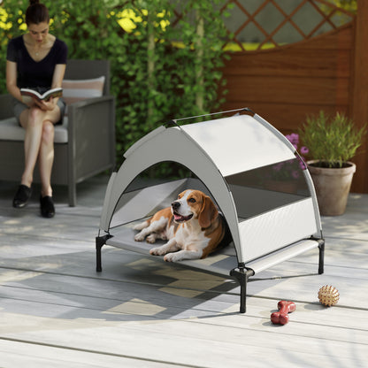 Portable Elevated Dog Bed with Removable Canopy, Cooling Raised Pet Cot for Small Medium Dogs, 76 x 61 x 70 cm