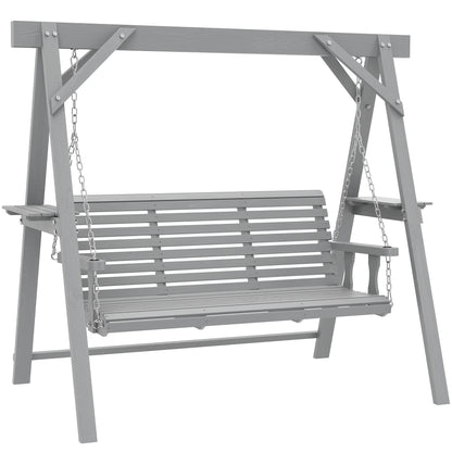 Three-Seater Wooden Swing Bench, Dark Grey