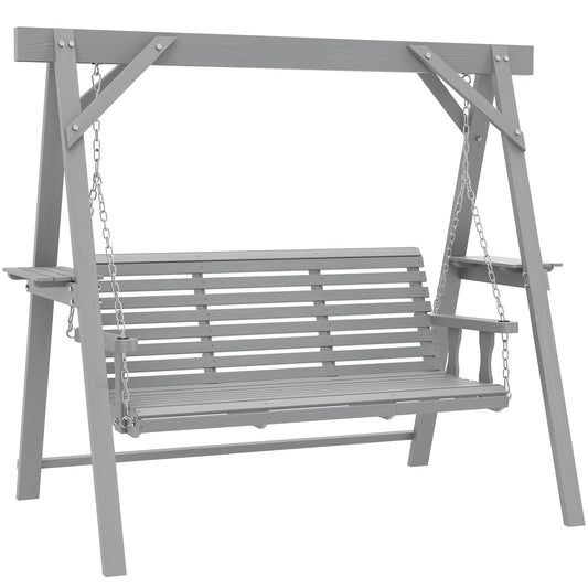 Three-Seater Wooden Swing Bench, Dark Grey