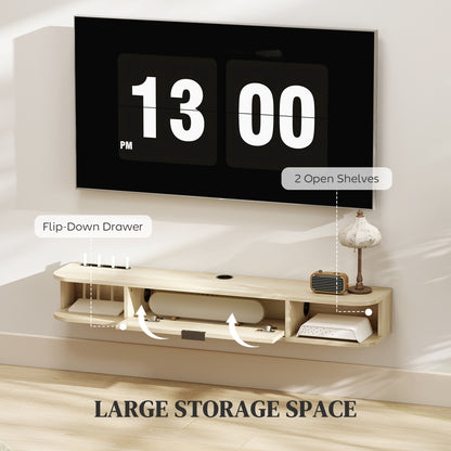 120 cm Floating TV Unit for TVs up to 50 Inch - Natural