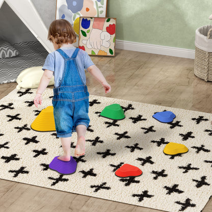6-Piece Heart-Shaped Kids Balance Stepping Stones and Motor Skills, Multicoloured