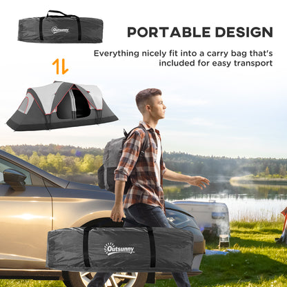 Camping Tent for 6 Man with 2000mm Waterproof Rainfly and Carry Bag for Fishing Hiking Festival, Grey