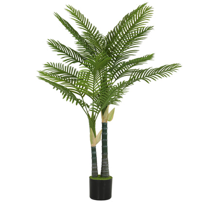 Artificial Palm Tree with 16 PEVA Leaves, 150cm Decorative Artificial Plant with Pot and Moss Effect, Green