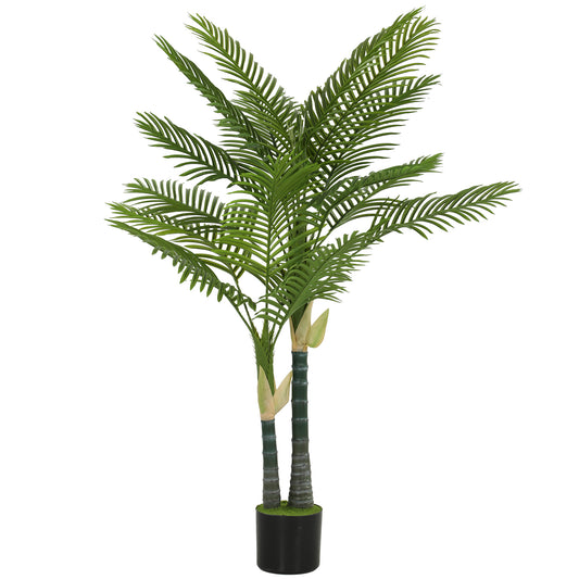 Artificial Palm Tree with 16 PEVA Leaves, 150cm Decorative Artificial Plant with Pot and Moss Effect, Green