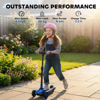 Three-Wheel Foldable Electric Scooter for Kids Aged 6-10 Years, Blue