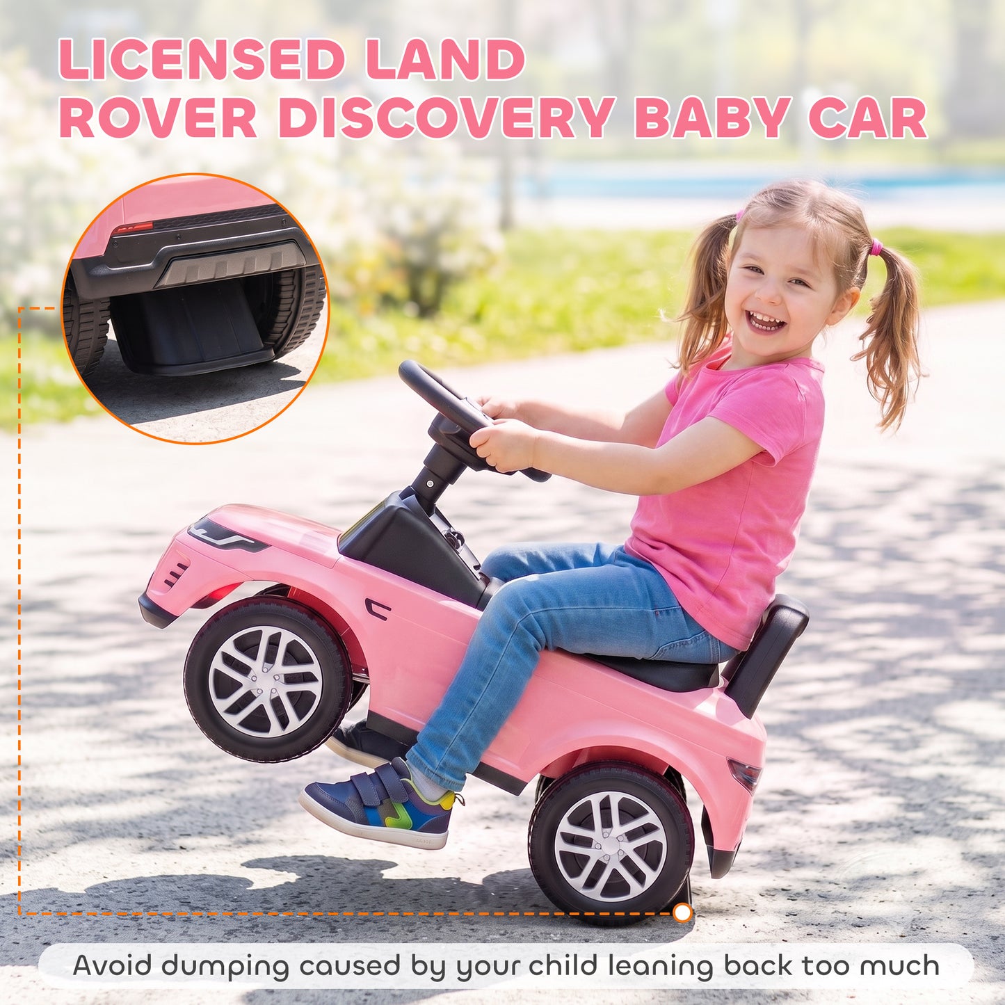 Land Rover Licensed Toddler Ride on Car with Horn, Engine Sounds, Under-Seat Storage, for 18-36 Months, Pink