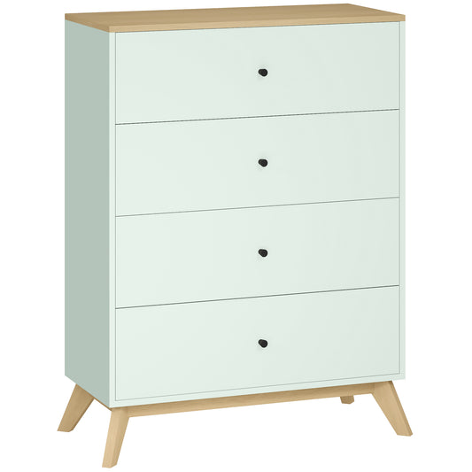4 Drawer Storage Cabinet, Chest of Drawers for Bedroom Living Room, Light Green and Oak