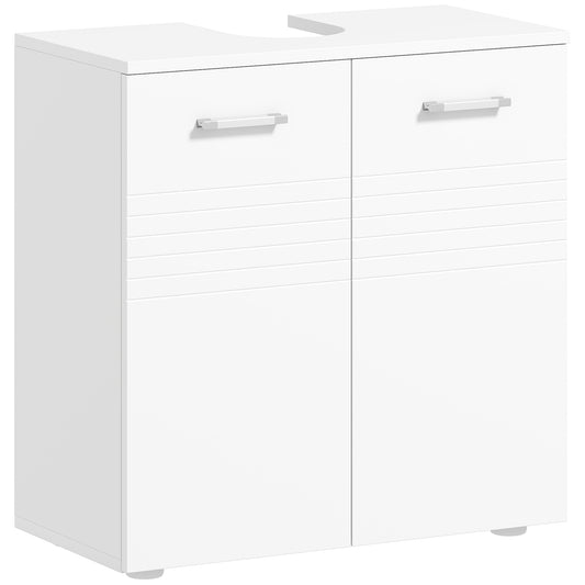 Under Sink Cabinet, Bathroom Vanity Unit, Pedestal Under Sink Design, Storage Cupboard with Adjustable Shelf, High Gloss