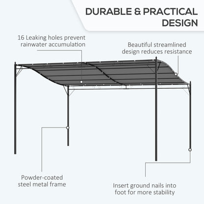 4 x 3 Meters Canopy Metal Wall Gazebo Awning Garden Marquee Shelter Door Porch - Cream