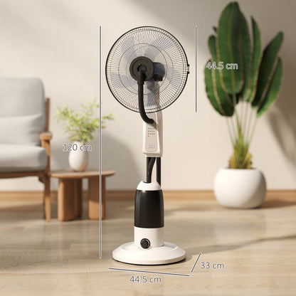 Pedestal Fan with Water Mist Spray 3 Speeds 2.8L Water Tank, White