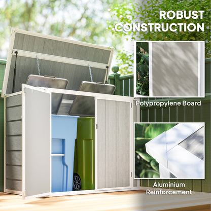 4.7 x 2.5FT Garden Shed, Double Bin Storage Shed with Lockable Doors, Outdoor Small Shed