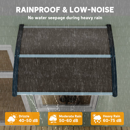 Front Door Canopy Outdoor Awning Aluminium Rigid Plastic Polycarbonate Rain Shelter UV Water Rain Resistant 120 x 75cm Brown