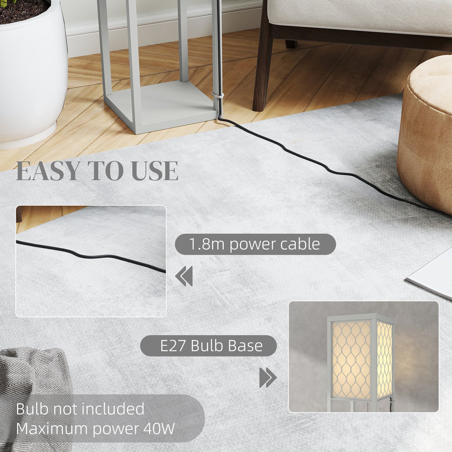 Three-Shelf Standing Lamp - Grey/White
