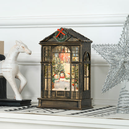 Christmas Snow Globe Lantern with Lights, Musical Snow Globe with Swirling Glitter
