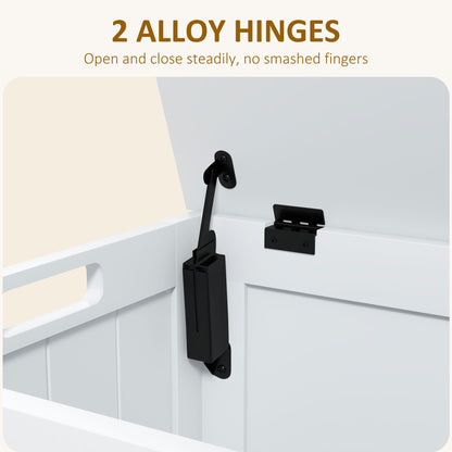 Storage Chest, Modern Storage Trunk with 2 Safety Hinges and Cut-out Handles, Wooden Toy Box for Living Room, Entryway