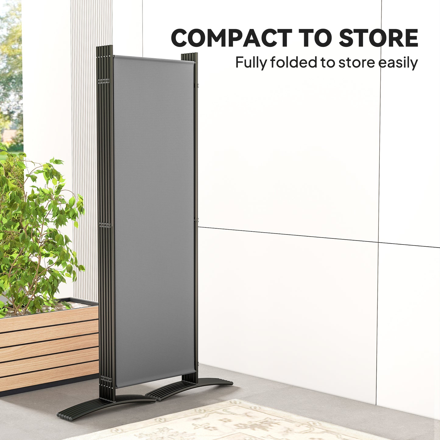 6 Panel Folding Room Divider Foldable Freestanding Garden Privacy Screen, 332 x 172 cm, Dark Grey