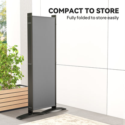 6 Panel Folding Room Divider Foldable Freestanding Garden Privacy Screen, 332 x 172 cm, Dark Grey