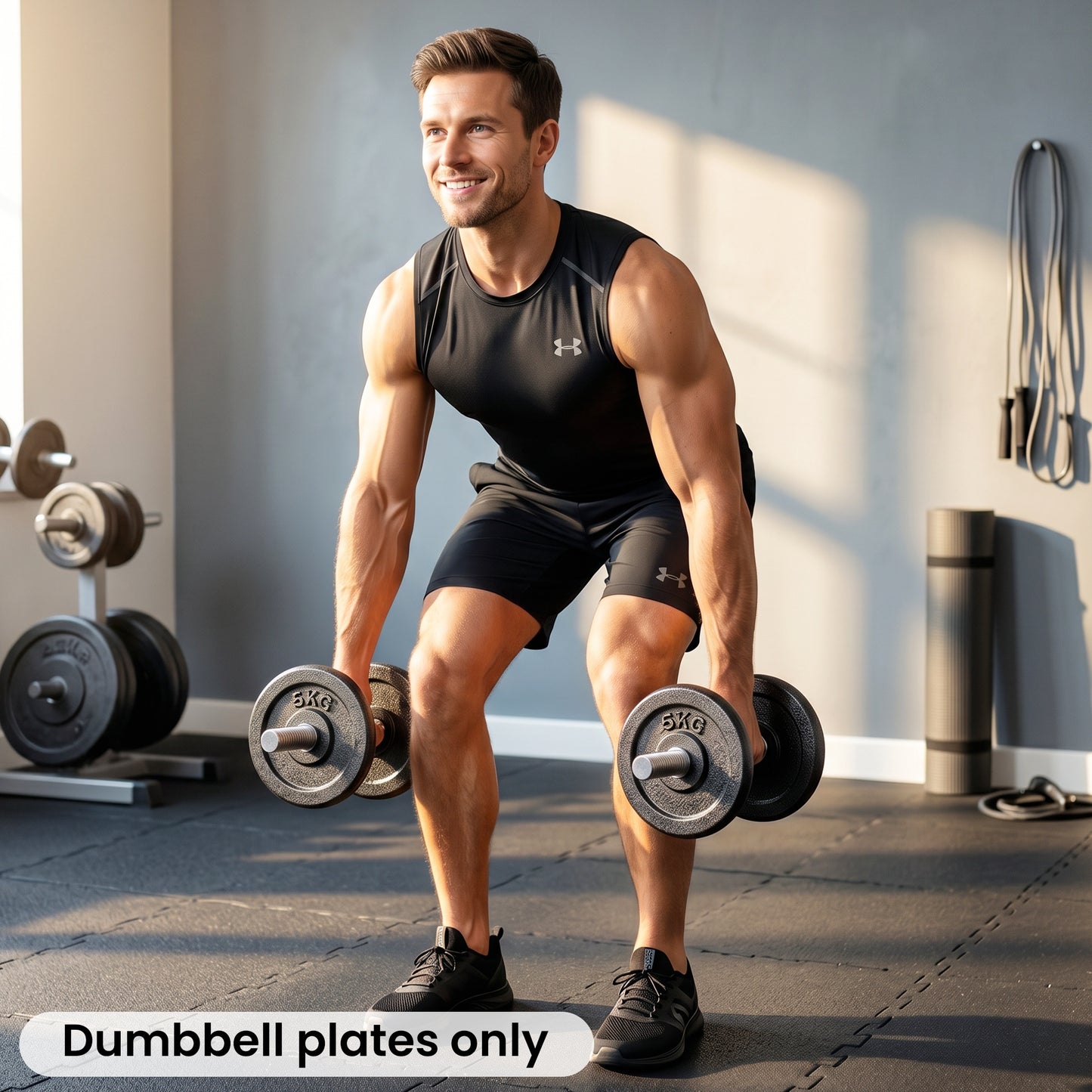 Weight Plates Set, 1"/2.5cm Weight Disc Pair, 4 x 5kg Metal Dumbbell/Barbell Plates for Home Gym