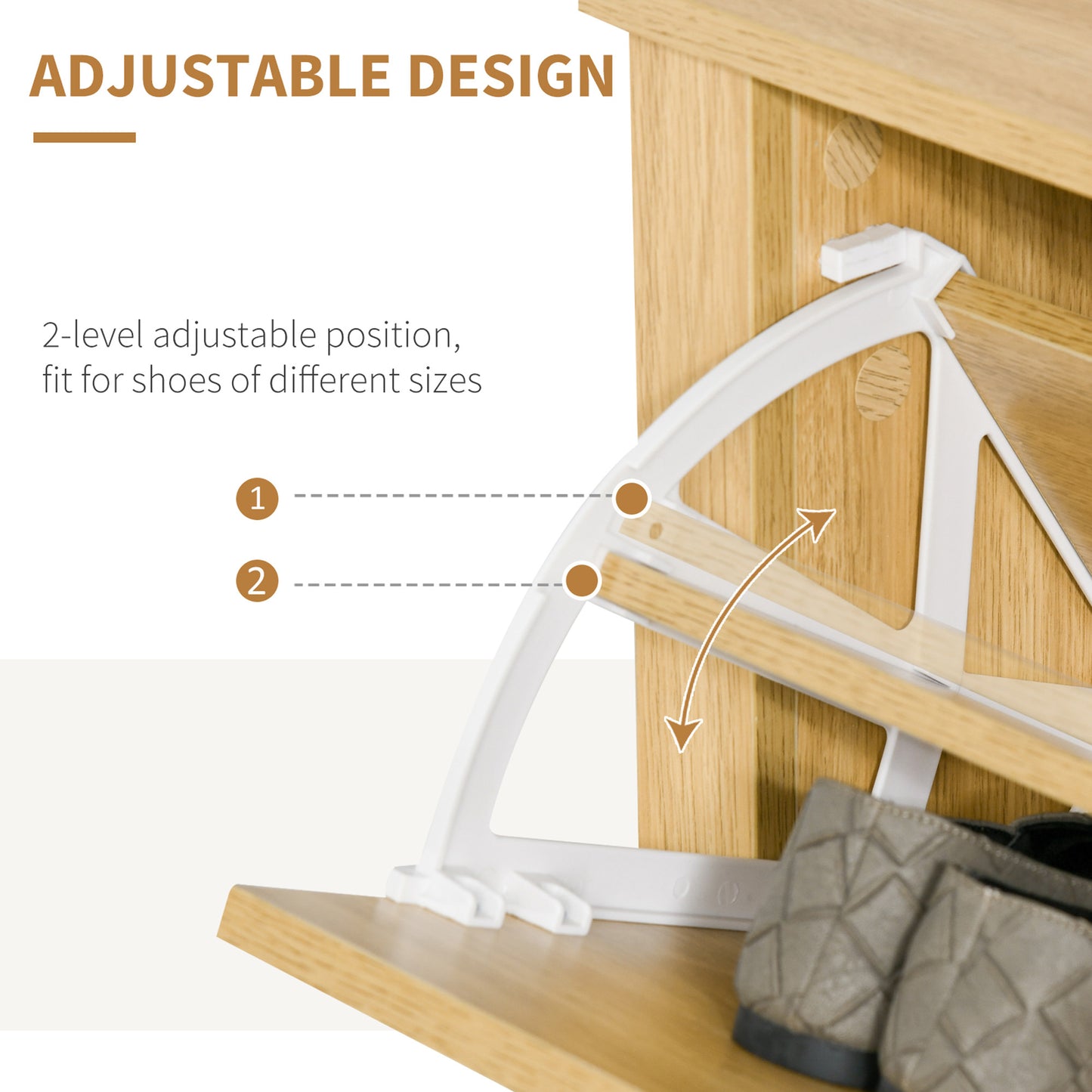 Narrow Shoe Cabinet, Space Saving Shoe Storage Cabinet with 2 Flip Drawers and Adjustable Shelves for 6-12 Pairs of Shoes for
