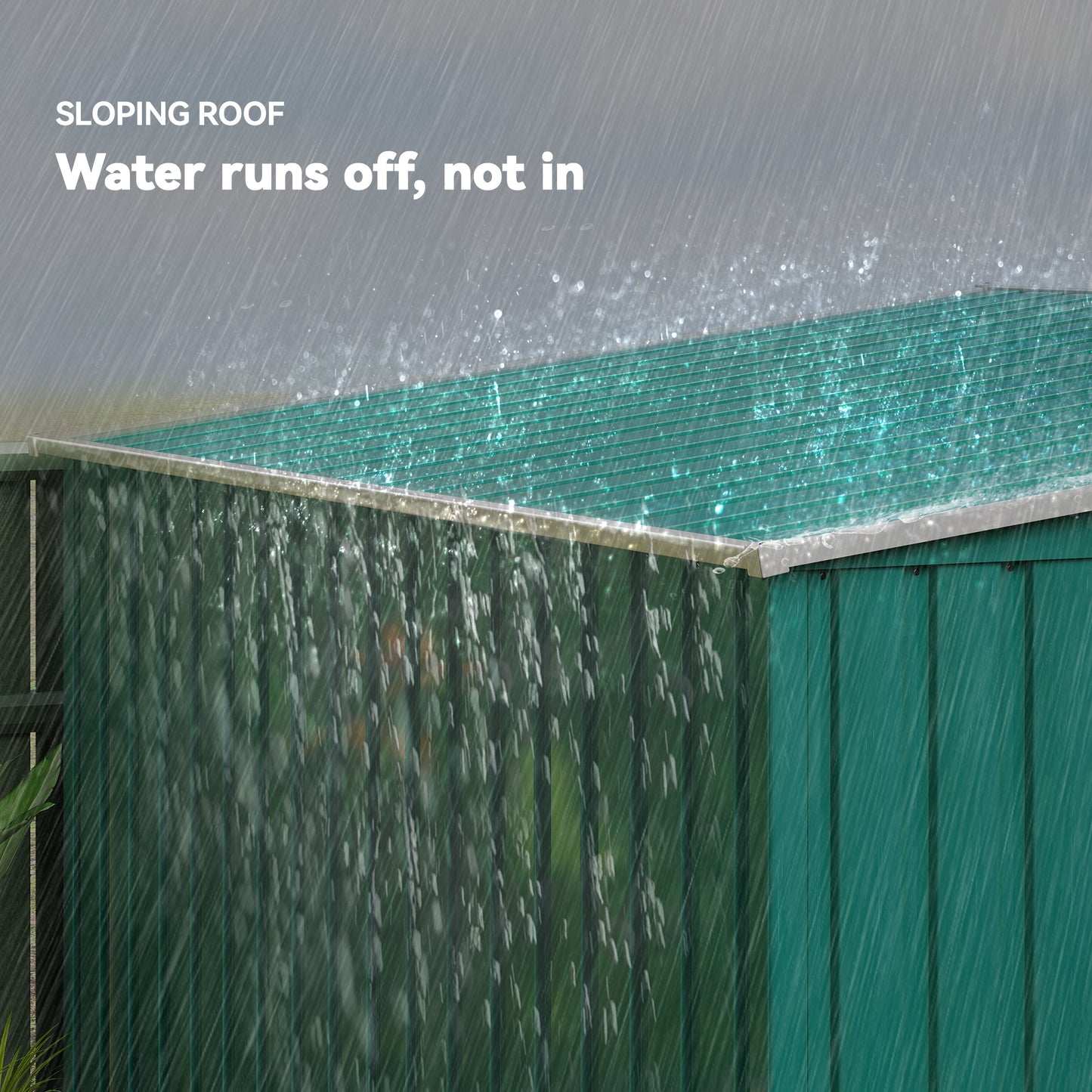 7 x 5ft Galvanised Metal Shed, with Sliding Door - Green