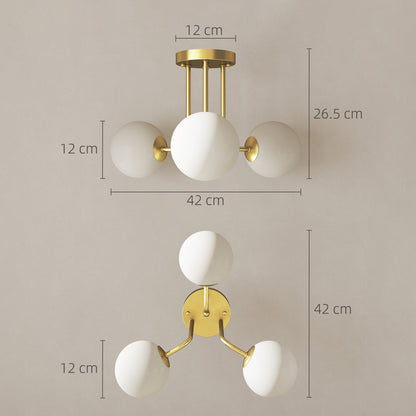 LED Ceiling Light with Globe Shades, Modern 3-Light Ceiling Light with G9 Sockets for Living Room, Bedroom, Dining Room