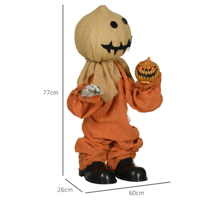 77cm Halloween Scarecrow Decoration, Outdoor Activated Prop with Light Up Eyes, Sound Activated
