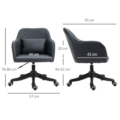 PU Leather Office Chair, Desk Chair, Makeup Vanity Chair with Massage Lumbar Pillow and Rolling Wheels for Bedroom and Home