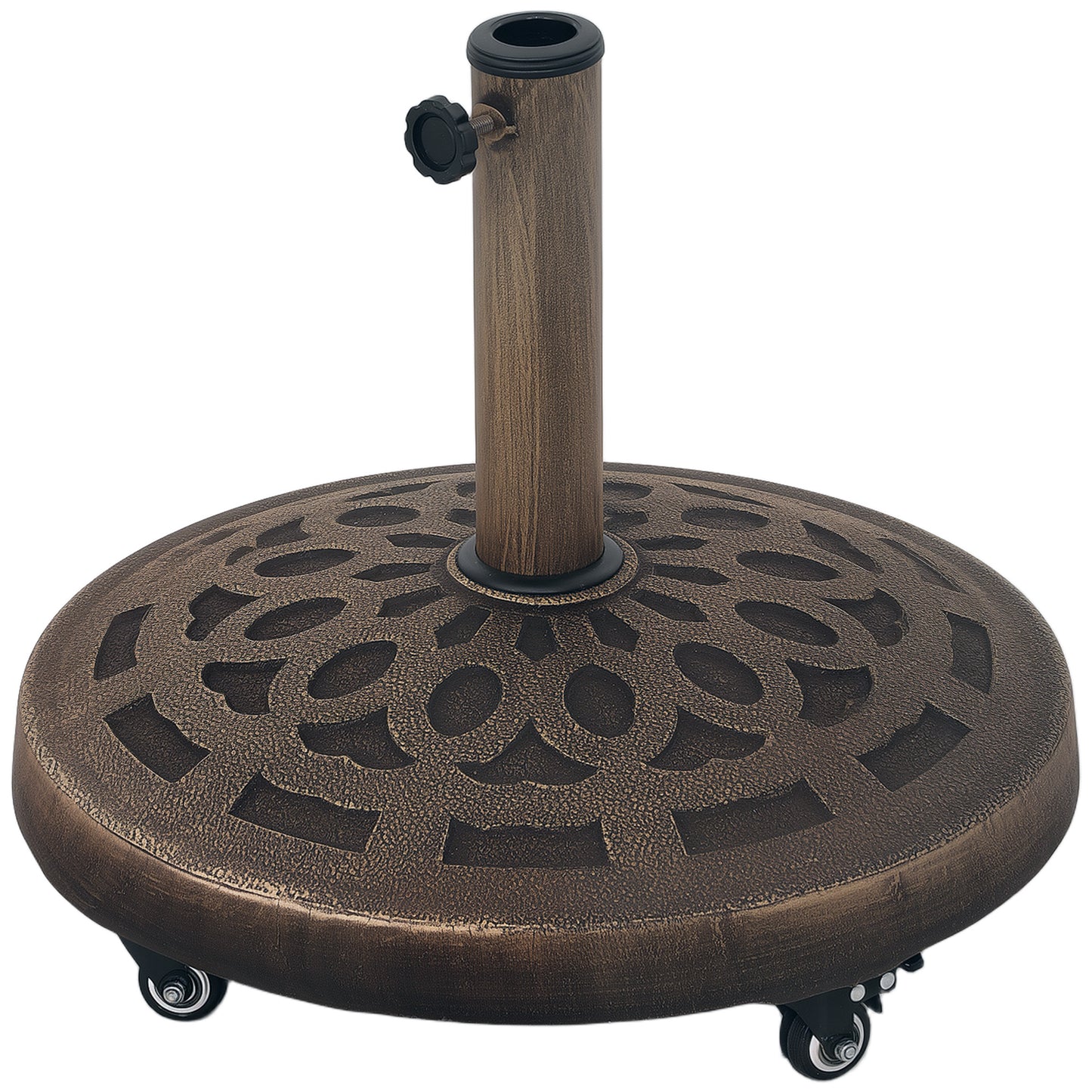 21kg Resin Garden Parasol Base with Wheels, Round Umbrella Stand, Heavy Duty Sun Umbrella Base for 32, 38