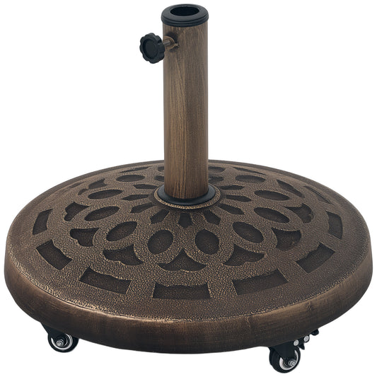 21kg Resin Garden Parasol Base with Wheels, Round Umbrella Stand, Heavy Duty Sun Umbrella Base for 32, 38