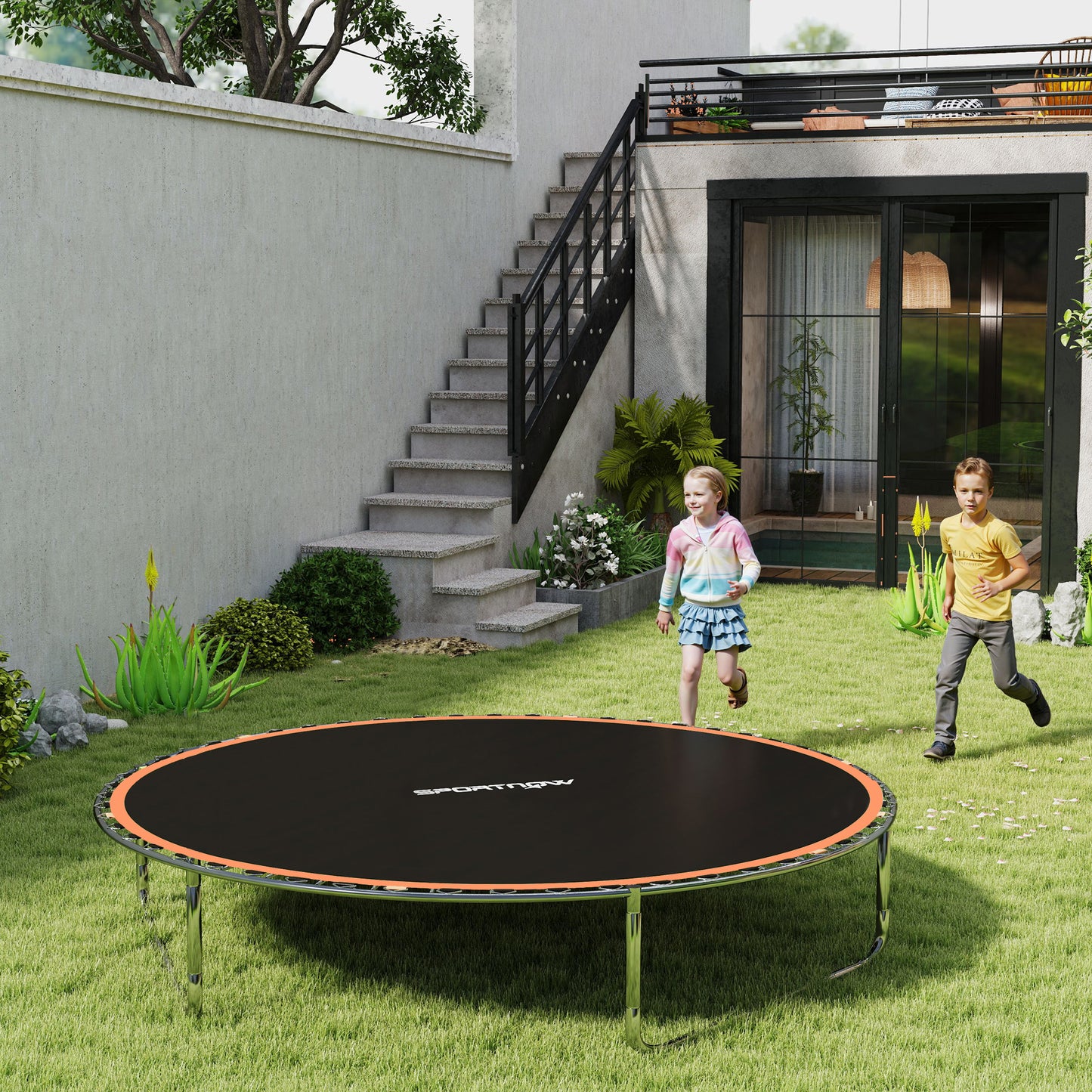 Trampoline Replacement Mat with Spring Pull Tool, 42 V-Hooks, for 8ft Trampoline using 14cm Springs, Orange