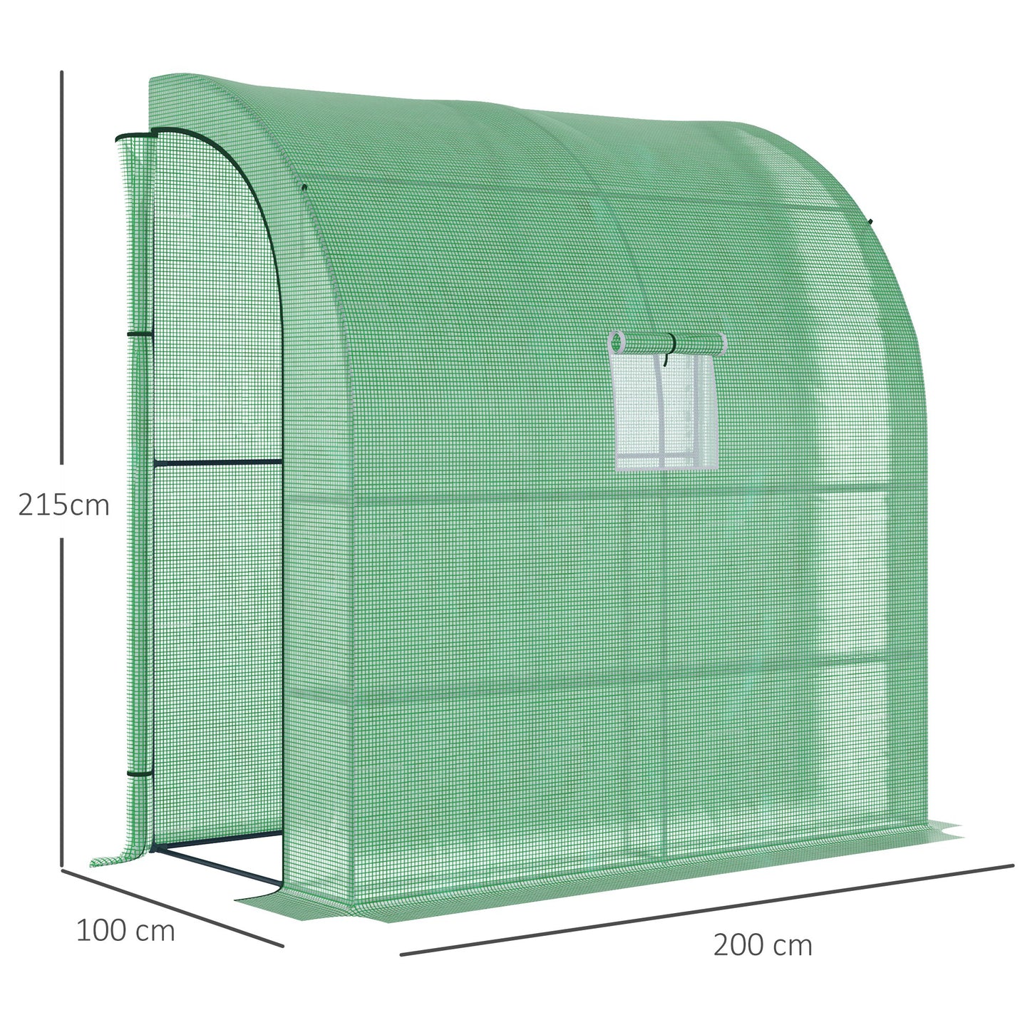 Small Lean to Greenhouse 3-Tier with Shelves Outdoor, Green