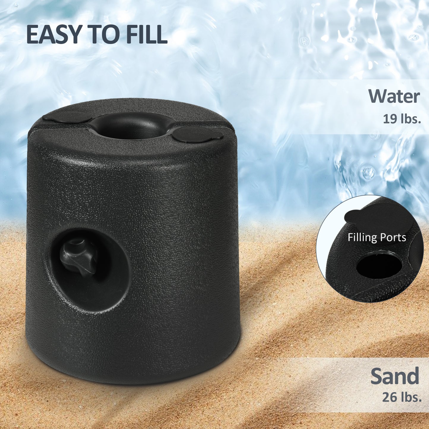 HDPE Tent Weights Set of 4, Canopy Weights, Fill with Water or Sand, 48KG