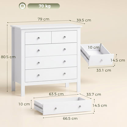 5 Drawer Chest of Drawers, Modern Dresser for Bedroom, Bedside Storage Cabinet
