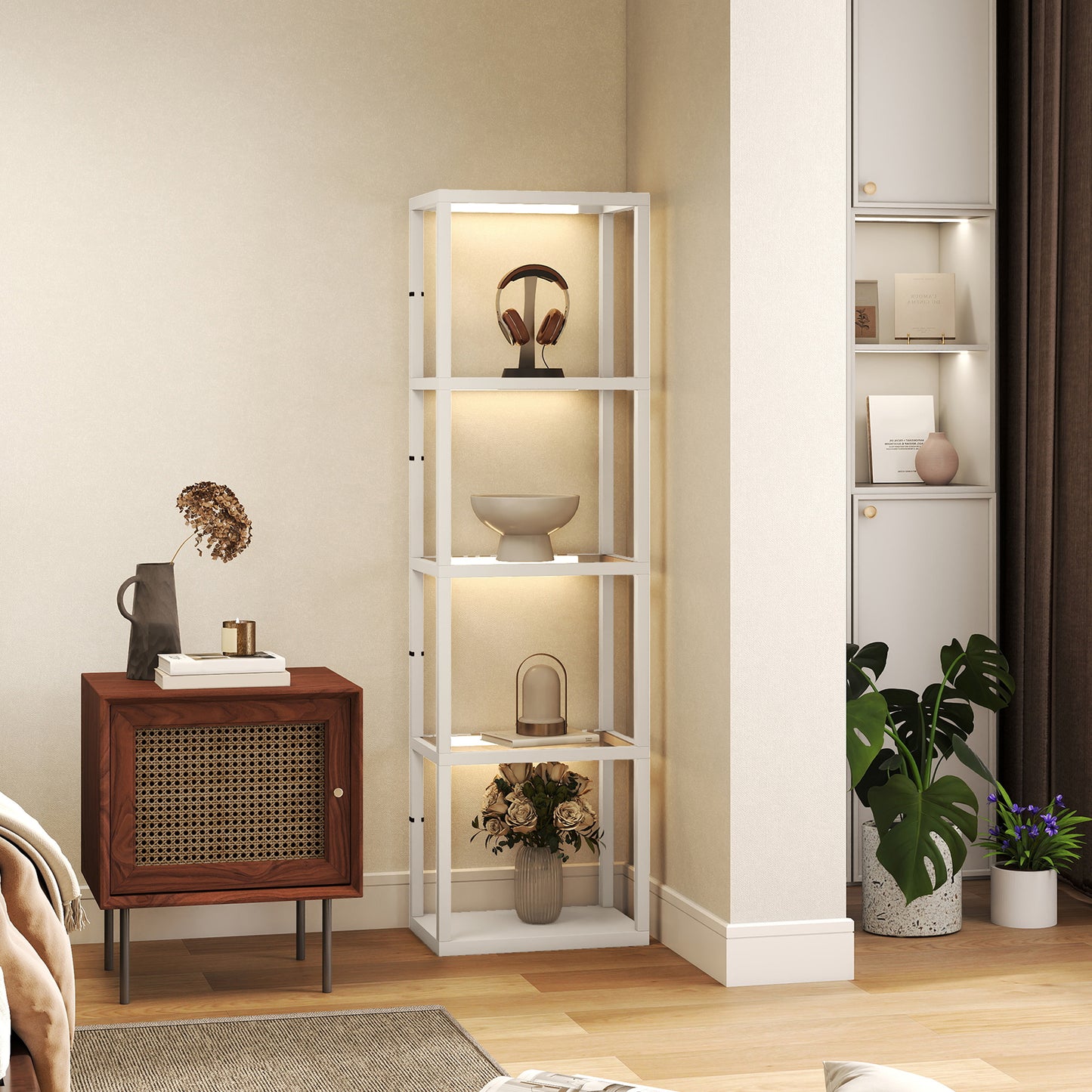 Four-Shelf Floor Lamp - Bleached Oak