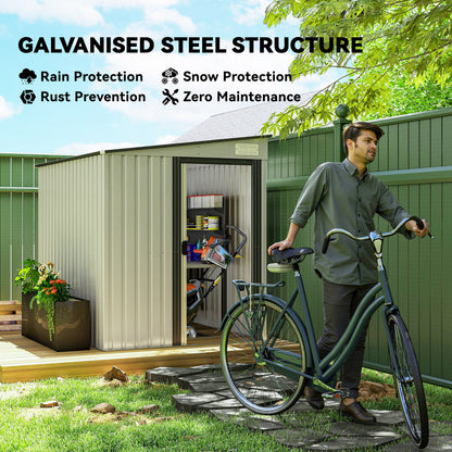 7 x 5ft Galvanised Metal Shed, with Sliding Door, two hooks and adjustable shelves - White