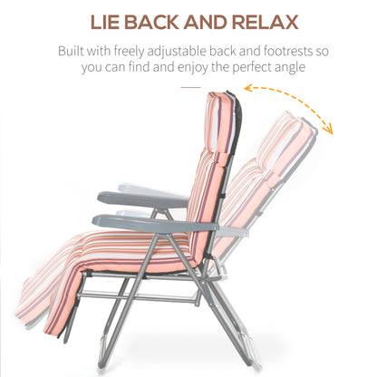 Reclining Garden Chair Set of 2, 5-Level Adjustable Zero Gravity Chairs, Orange Stripe
