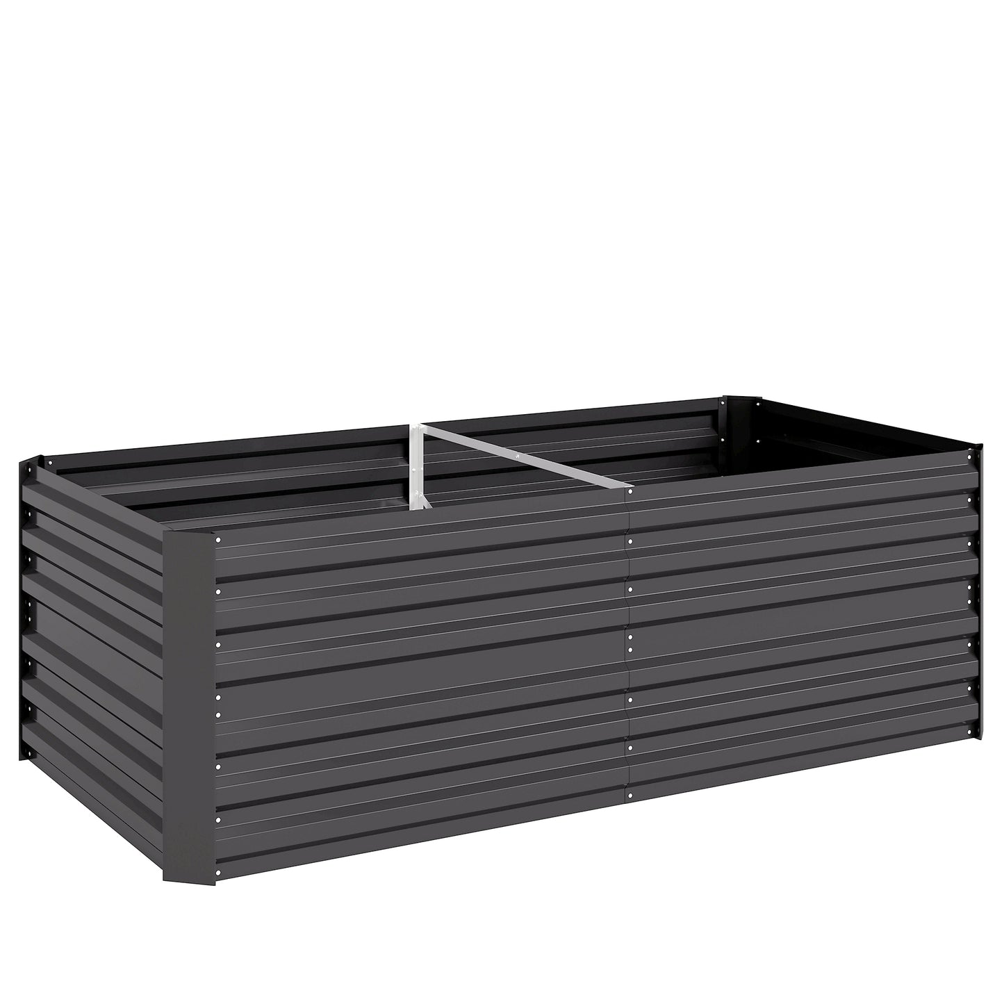 Raised Beds for Garden, Galvanised Steel Outdoor Planters with Multi-reinforced Rods, 180 x 90 x 59 cm, Dark Grey