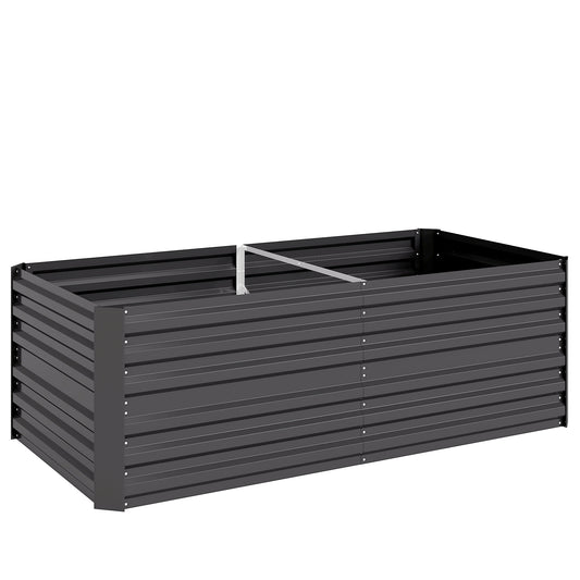 Raised Beds for Garden, Galvanised Steel Outdoor Planters with Multi-reinforced Rods, 180 x 90 x 59 cm, Dark Grey