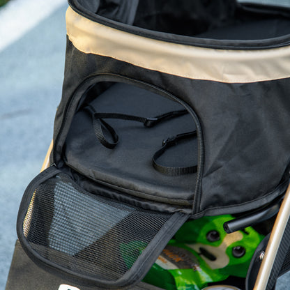 Pet Stroller for Small and Miniature Dogs, with Rain Cover - Khaki