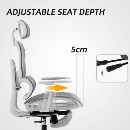 Multi-Adjustable Mesh Office Chair - Grey and White