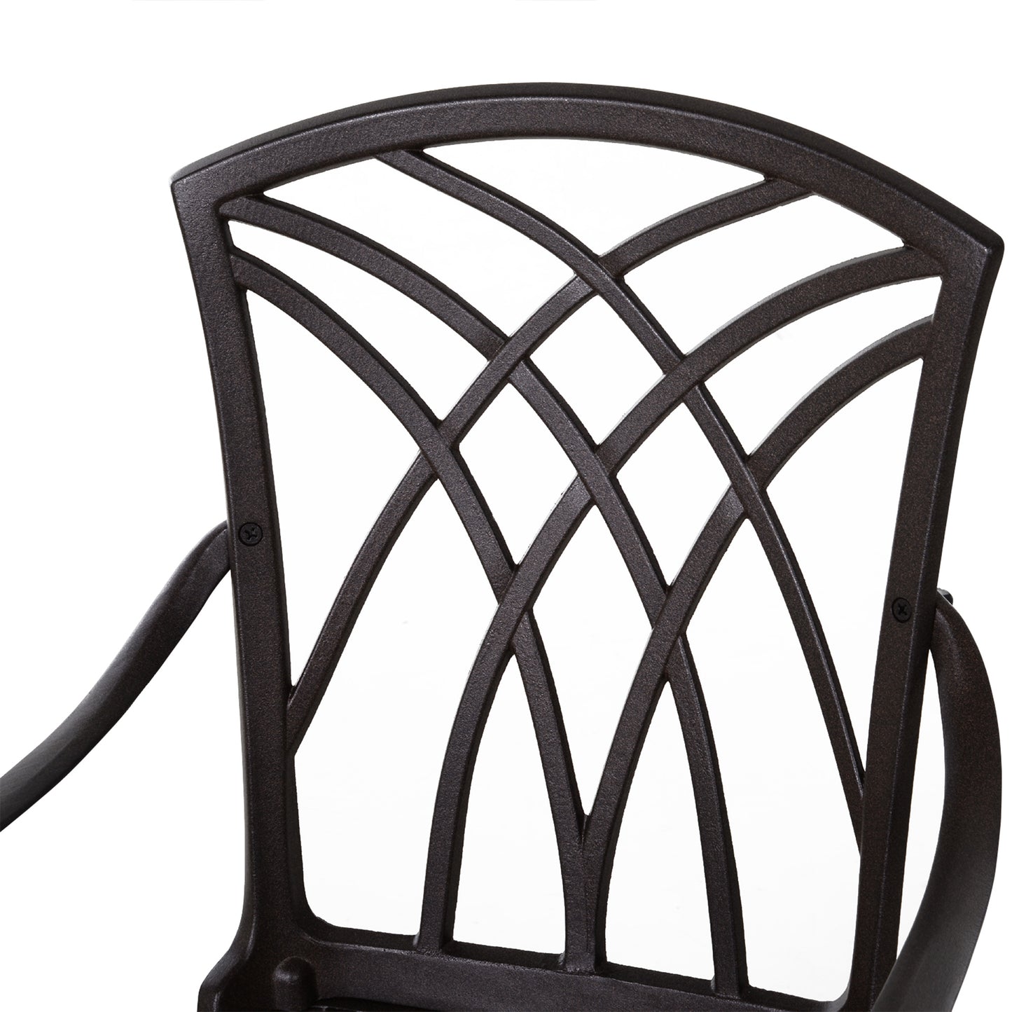 5 Pieces Garden Dining Set for 4, Cast Aluminium Outdoor Dining Set with 4 Armchairs and Round Dining Table with Parasol Hole