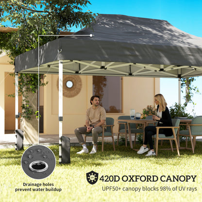 3 x 4.5 m Pop Up Gazebo with Mesh Nettings, UPF50+ Heavy Duty Outdoor Garden Party Tent Marquee, Dark Grey