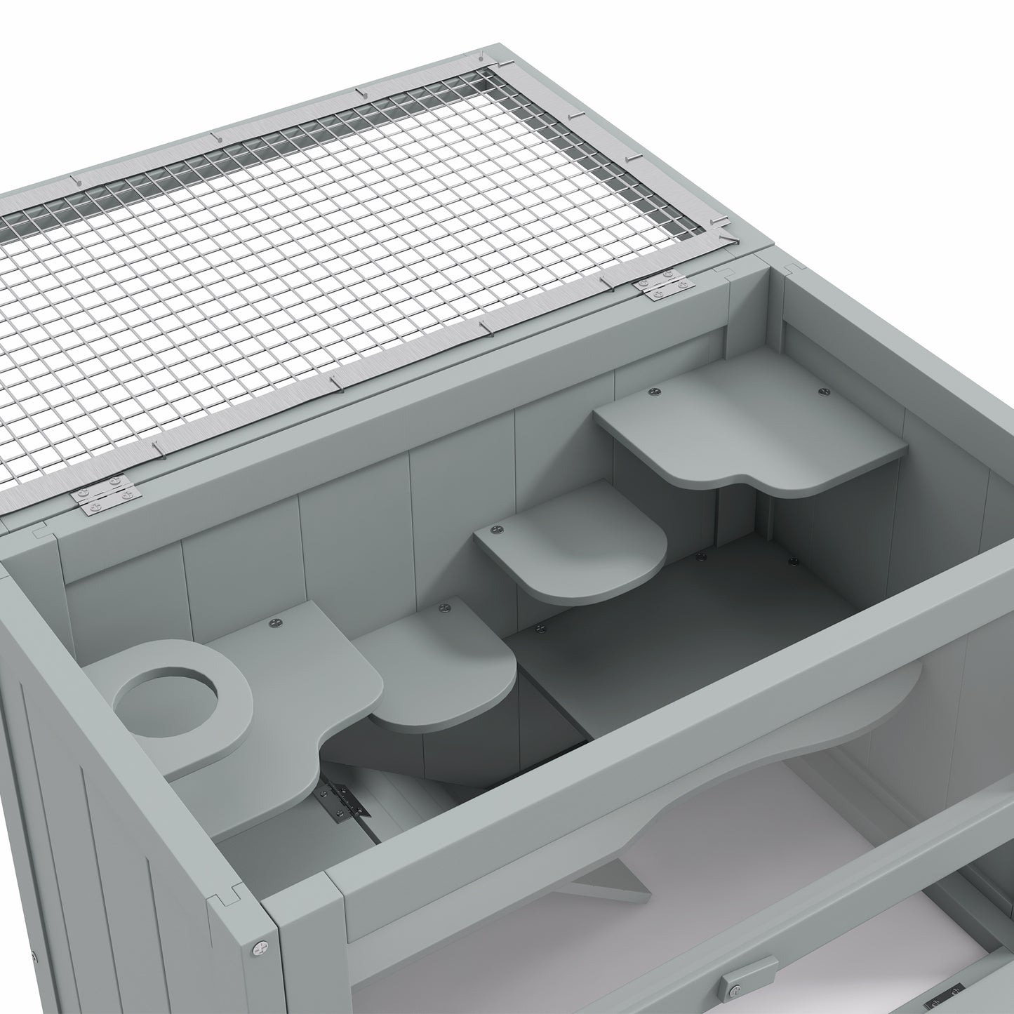 Wooden Hamster Cage Mouse Mice Rodent Small Animals Hutch Exercise Play House 60 x 35 x 42cm, Grey