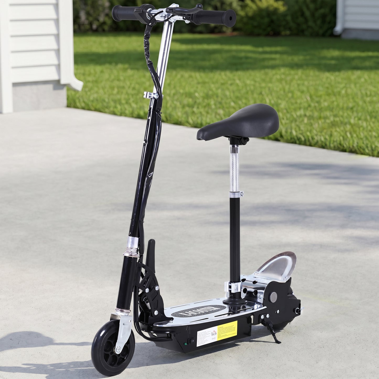 Foldable Powered Scooter with Adjustable Handle, Brake, Black
