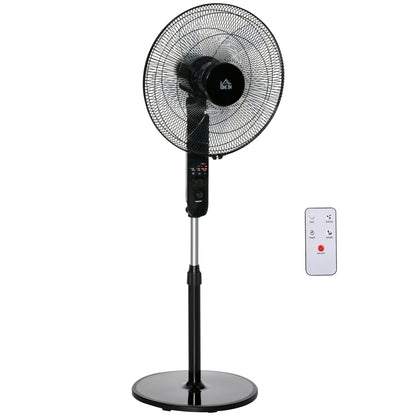 18" Pedestal Fan, Oscillating Standing Fan with Remote Control, Floor Fan with Adjustable Height, 3 Speed, 7.5-Hour Timer