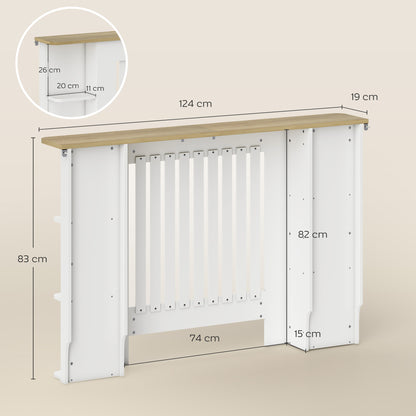 Radiator Cover with Open Storage Shelves, Vertical Slatted Cabinet Shelf Heater Cover for Living Room, Hallway, Medium, White
